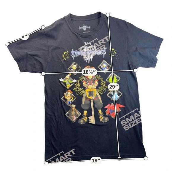 Disney Kingdom Hearts III Sora Multi Character Graphic T-Shirt Black Mens Medium - Picture 3 of 5